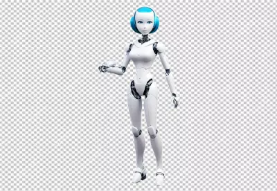 Advanced Humanoid Robot with Blue Headgear for Future AI and Digital Technology image
