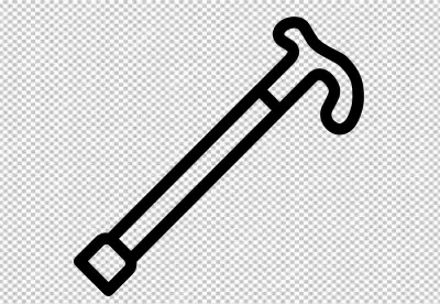 A black and white line drawing of a cane