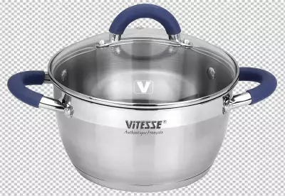 Black cooking pot with a glass lid isolated on png 