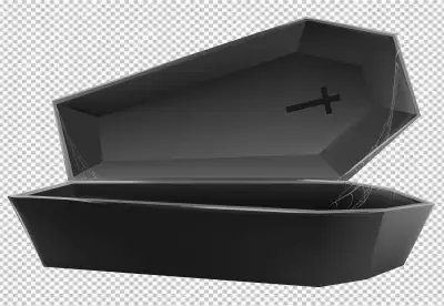 PNG Wooden coffin laying in isometric view