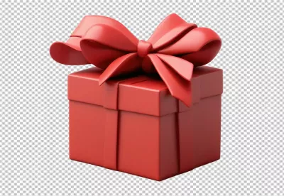 Vibrant 3D Rendered Red Gift Box with Elegant Bow on White Background image