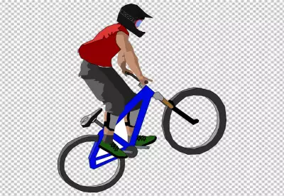 Male cyclist training with bicycle PNG