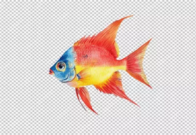 Vibrant Watercolor Tropical Fish PNG Illustration for Ocean-Themed Designs image