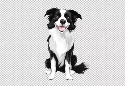 Happy Border Collie Dog Sitting and Smiling for Playful Pet Design image