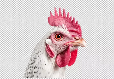 Vibrant White and Red Rooster Head Close-up PNG Cutout image