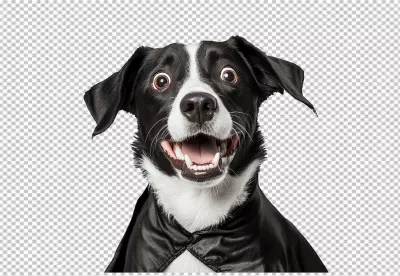 Adorable Dog in Black Cape with Wide Eyes and Big Smile image
