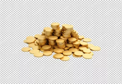Vibrant Golden Coin Stacks and Scattered Treasures for Wealth Concepts image