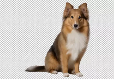 Loyal Shetland Sheepdog Sheltie Pet Sitting Gracefully on White Background image
