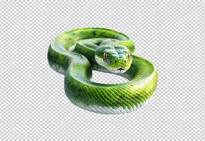 Vibrant Green Tree Python Coiled with Striking Scales for Wildlife Design Projects image