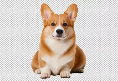 Adorable Pembroke Welsh Corgi Dog Sitting Attentively with Friendly Smile on White Background image