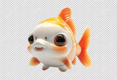 Cute 3D Cartoon Goldfish with Big Eyes and Shiny Scales PNG image