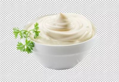 Rich, Smooth Mayonnaise Dip in Elegant White Bowl with Vibrant Parsley image