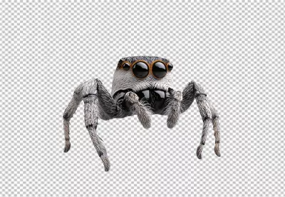 Adorable Fluffy Jumping Spider Macro Portrait PNG Image image