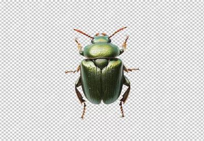 Vibrant Green Metallic Beetle PNG Cutout for Nature Designs and Entomology image