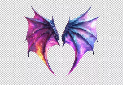 Dynamic Iridescent Dragon Wings Digital Art PNG Download image