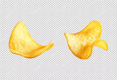 Crispy Golden Potato Chips Delicious Salty Snack Food PNG Cutout image