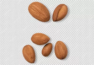 Scattered Raw Almonds Close Up Isolated Healthy Snack Ingredient image