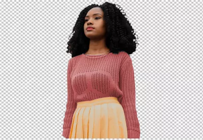 Stylish Young African American Woman in Pink Knitted Sweater and Yellow Skirt image