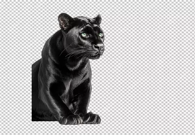 Striking Black Panther with Vibrant Green Eyes PNG Cutout for Design image