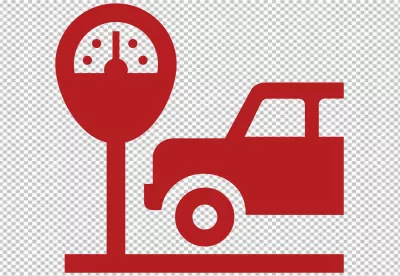 Parking Meter with Car Icon - Red Clean Vector Illustration