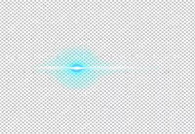 Vibrant Horizontal Blue Light Flare Optical Effect on White Background image