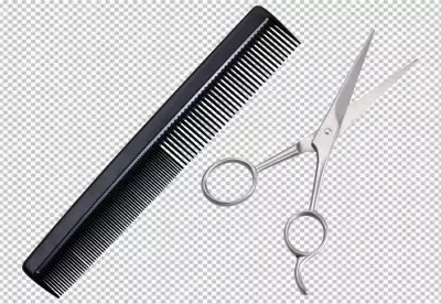 PNG Hair coloring realistic set with isolated image  comb on