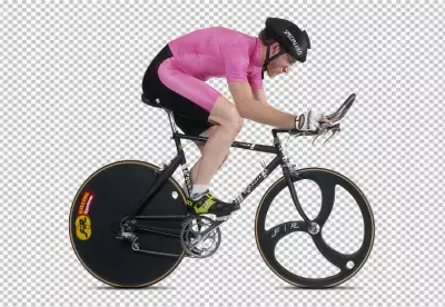 Men cycling down the winding roads 