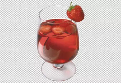 PNG A glass of orange juice with cherries and mint in