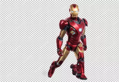 Powerful Iron Man Mark III Suit in Dynamic Action Pose on White Background image