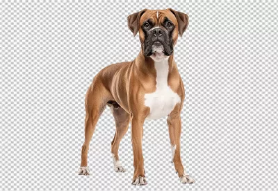 Brown Boxer Dog Standing Gracefully PNG for Pet Themed Designs image