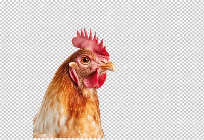 Realistic Farm Chicken Head Close-up with Vibrant Red Comb and Wattle image