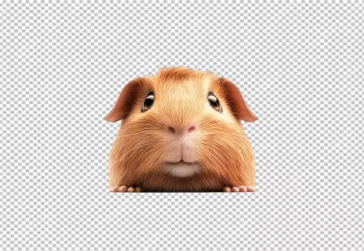 Adorable Fluffy Guinea Pig Peeking Cutout for Kids Design Projects image