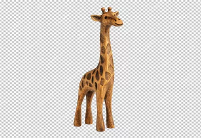 Elegant Wooden Giraffe Carving Figurine for Safari Decor Design image