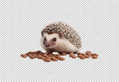 Captivating African Pygmy Hedgehog Amidst Delicious Brown Nuts Ready to Eat image