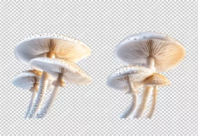 Fresh White Mushrooms PNG Cutout for Culinary and Nature-Inspired Designs image