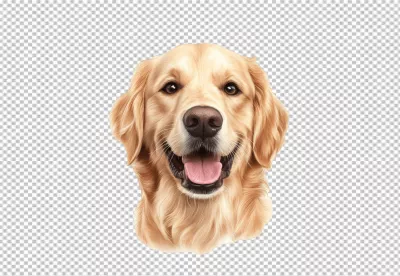 Happy Golden Retriever Dog Smiling with Joyful Expression Cute Friendly Pet Companion Animal Illustration image