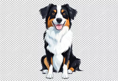Cute Bernese Mountain Dog Sitting Happily PNG Cutout for Pet Designs image