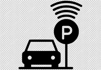 Smart Car Parking Sign with Wi-Fi Signal and Vehicle Icon