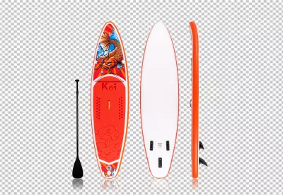 Complete Inflatable Stand Up Paddleboard Set with Vibrant Orange Koi Fish Design image