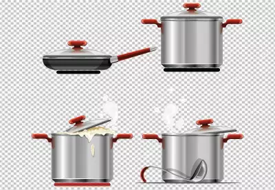 cooking pot with a glass lid isolated on png transparent background