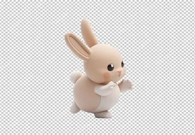 Cute 3D Cartoon Rabbit Character Running for Kids Designs image