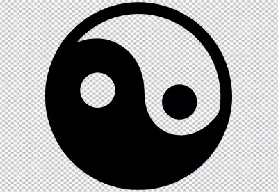 Minimalist Yin Yang Outline on Black