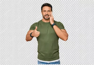 Man with Tooth Pain and Thumbs Up Showing Mixed Emotions image