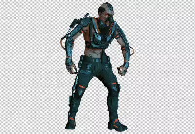 Futuristic robot listening to music on headphones PNG