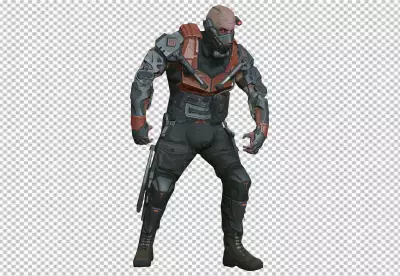 Futuristic fantasy portrait with costume PNG