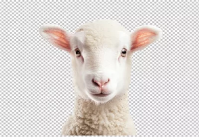 Adorable Lamb Face Staring Forward PNG Cutout for Farm Animal Designs image