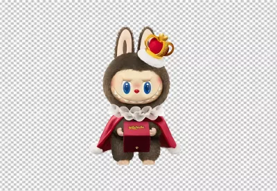 Charming Labubu Character in Regal Attire Presenting a Festive Red Gift Box image