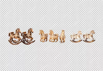 Elegant Collection of Decorative Rocking Horses in Classic Design PNG image