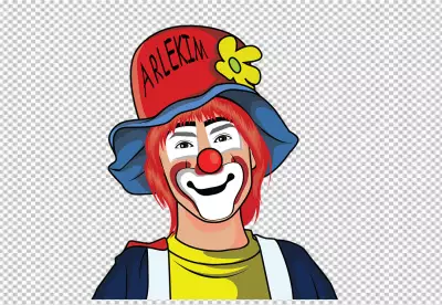 Colorful Clown in Red Costume