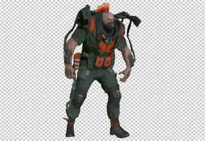 A robot with a red and green lights on its head